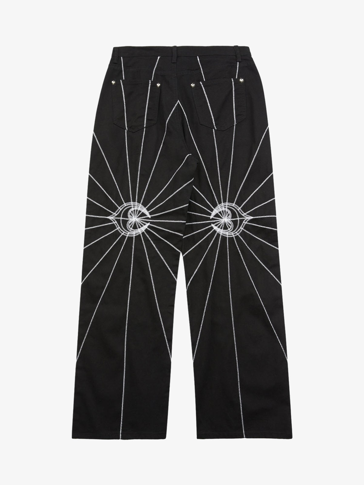 Heavy Spider Web Embroidered Topstitch Jeans