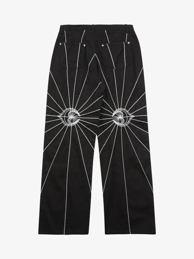 Heavy Spider Web Embroidered Topstitch Jeans