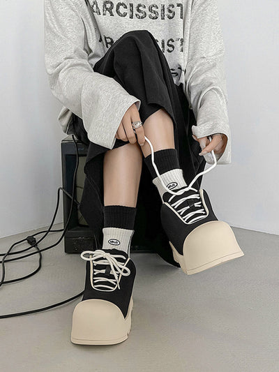 Low Top Canvas Platform Sneakers - 2213