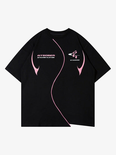 High Street Motorcycle Print Asymmetric T-shirt