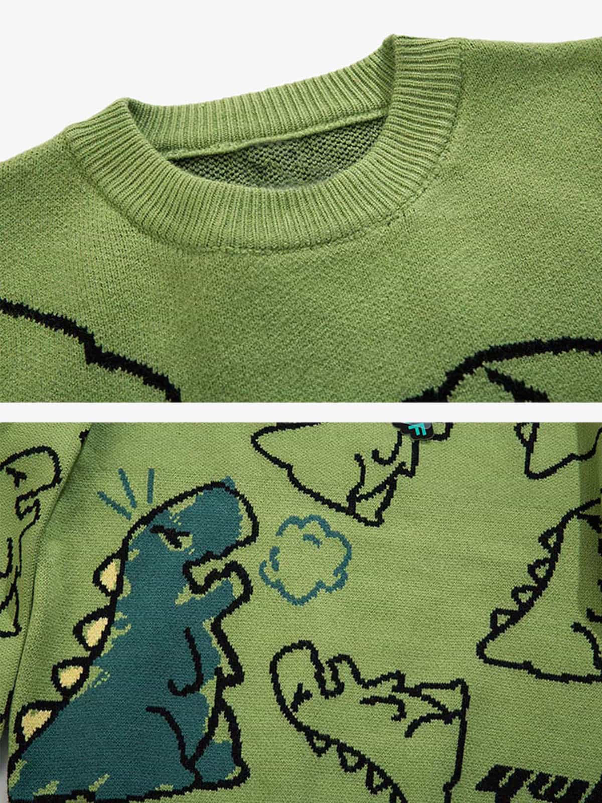 Thesupermade Cartoon Dinosaur Printed Sweater - 1004