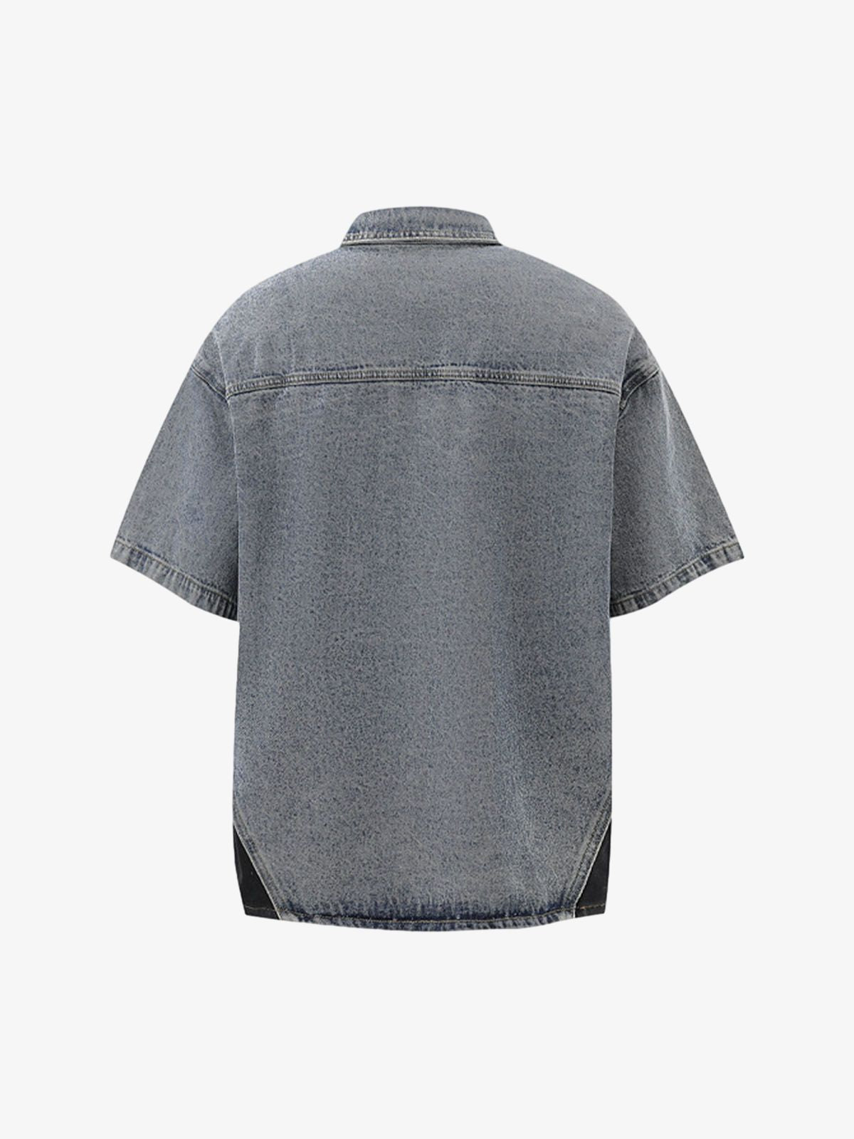 Deconstructed Patchwork Short-Sleeve Cropped Denim Set