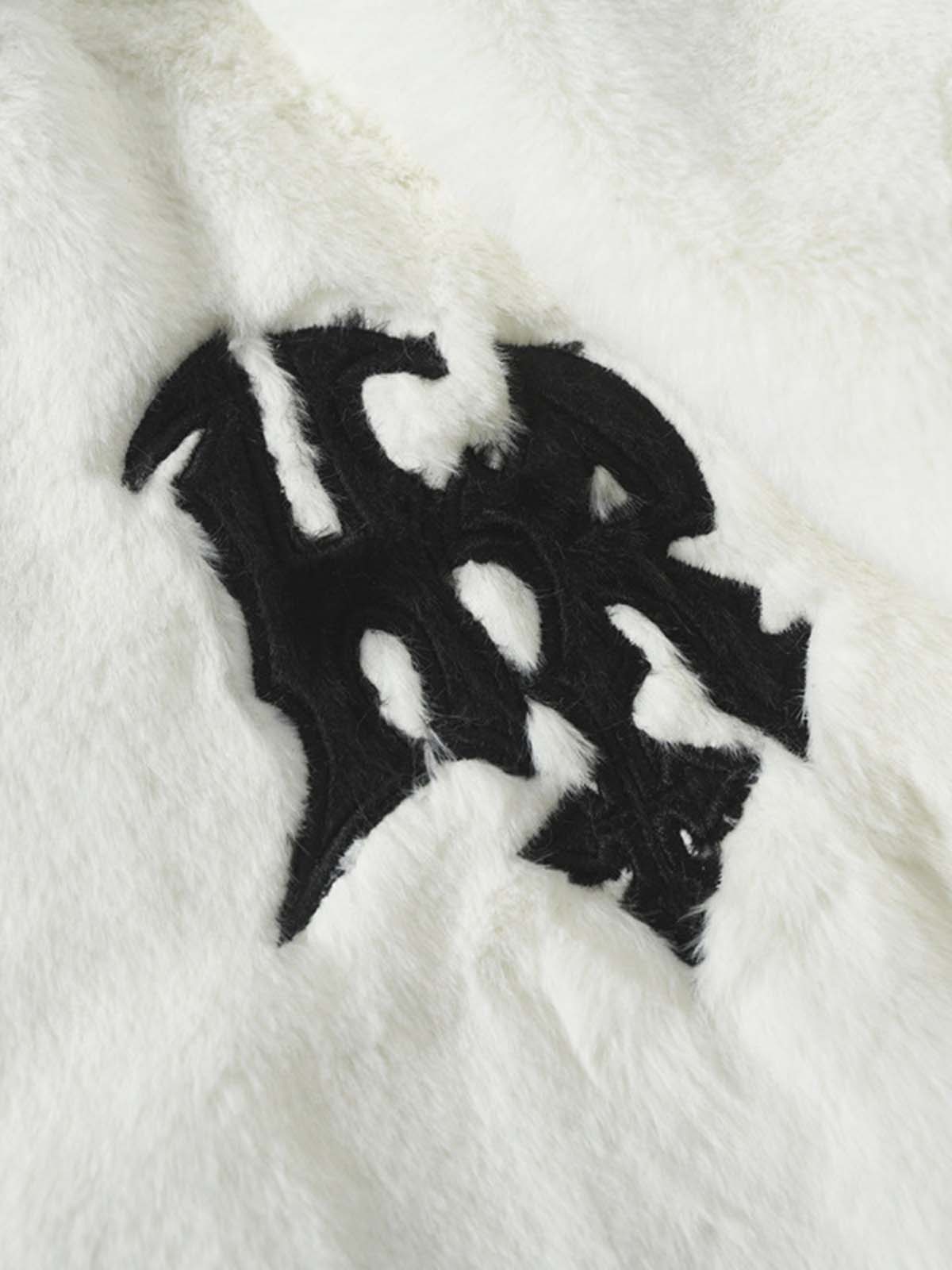 Hip-hop Letter Stand Collar Fur Jacket - 1908