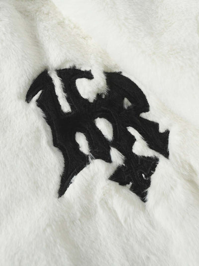 Hip-hop Letter Stand Collar Fur Jacket - 1908