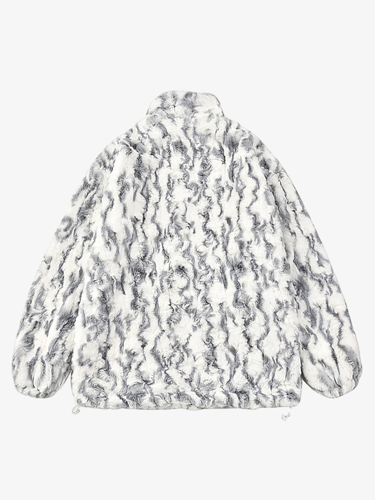 Tie-Dye Stand Collar Sherpa Jacket