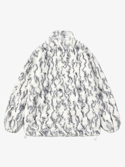 Tie-Dye Stand Collar Sherpa Jacket