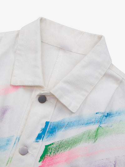 Hip-hop Hand-painted Graffiti Denim Jacket - 2010