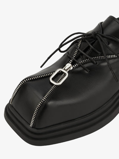 Punk Personality Zipper Design Leather Shoes - 2173