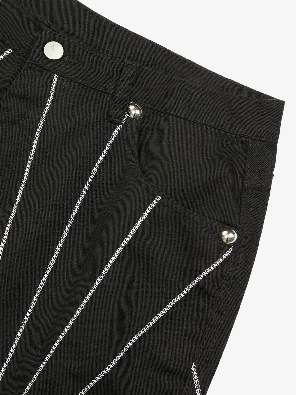 Heavy Spider Web Embroidered Topstitch Jeans