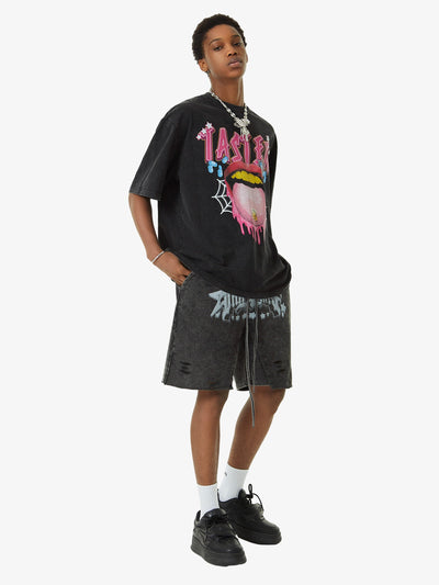 Creative Fun Big Tongue Print T-shirt - 2086