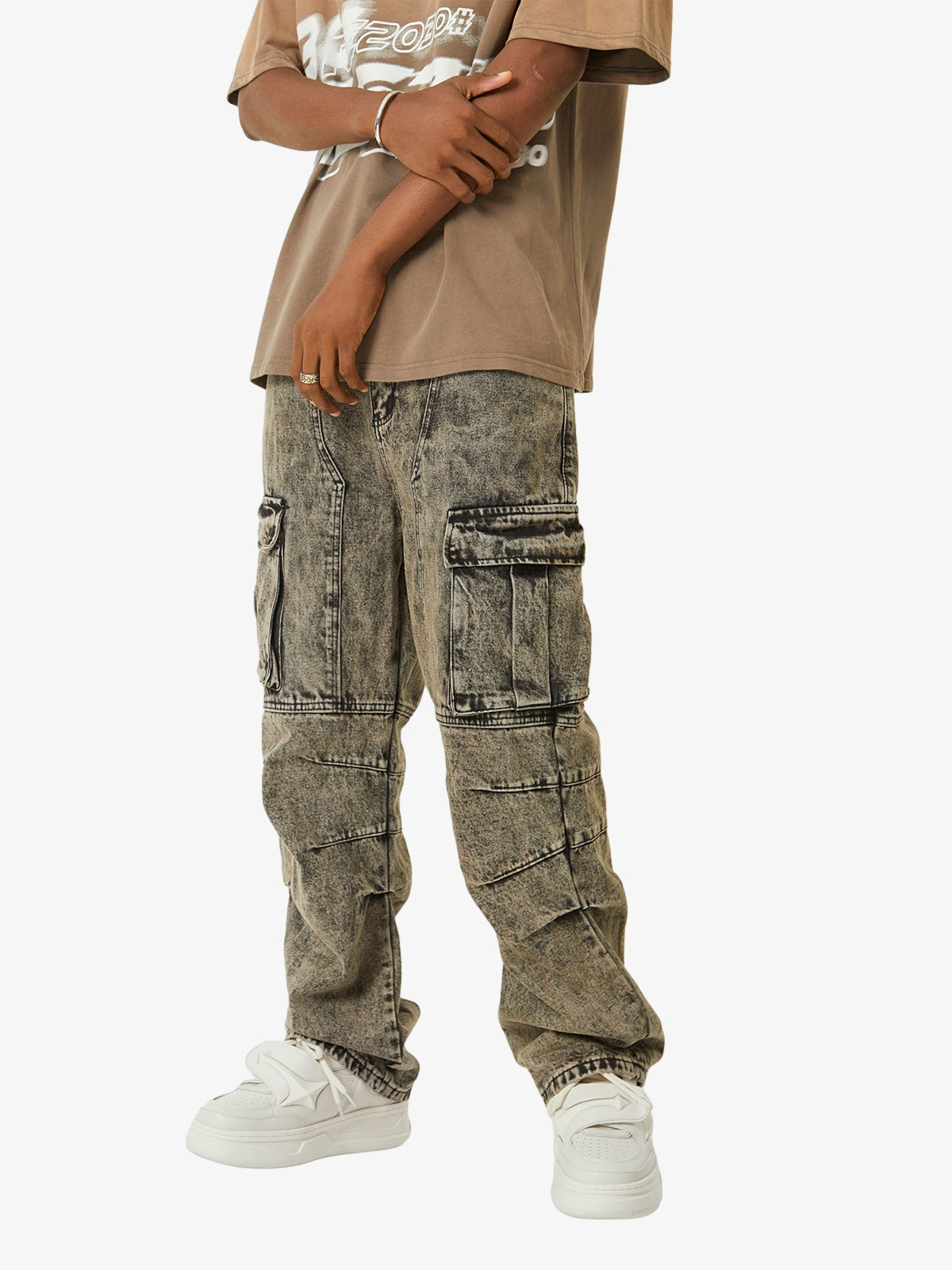 American Street Style Washed Distressed Work Jeans - 2354