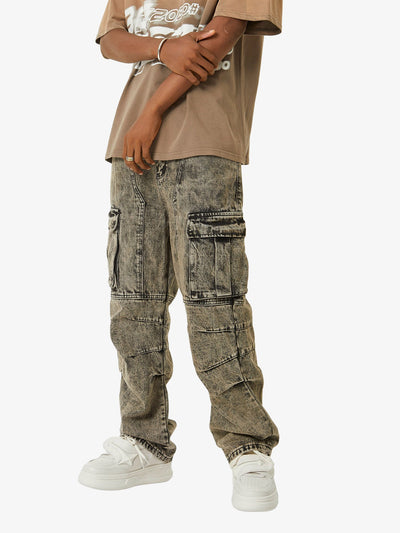 American Street Style Washed Distressed Work Jeans - 2354