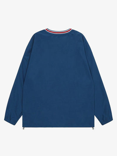 Retro Embroidered Monogrammed V-neck Sweatshirt - 2146