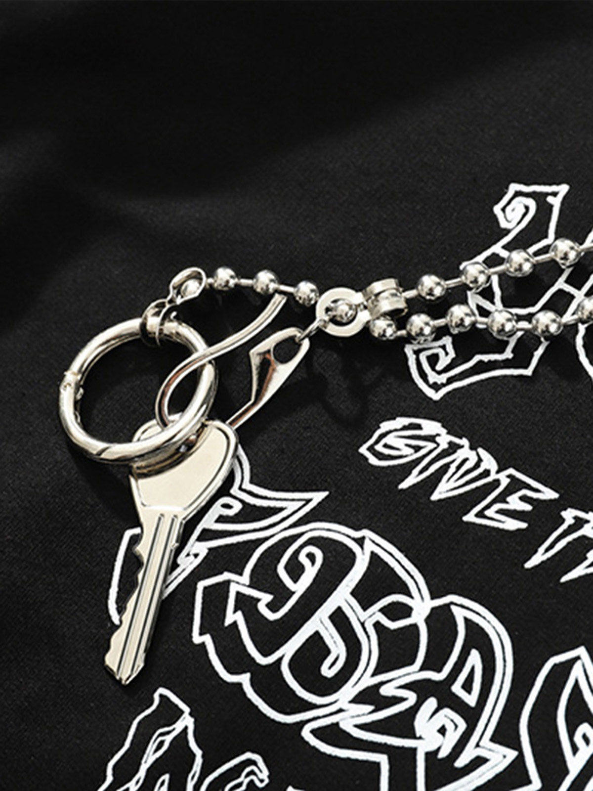 Chain Decorated Oversized T-Shirt - 2278