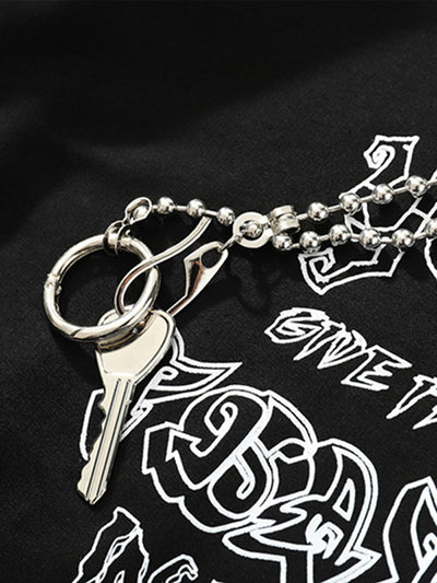 Chain Decorated Oversized T-Shirt - 2278