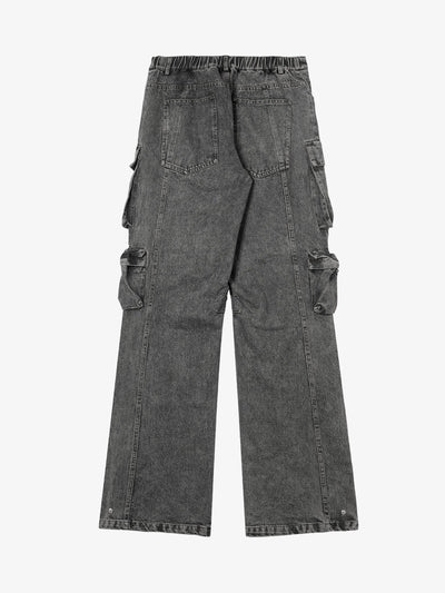 Street Stitching Multi-Pocket Workwear Washed Jeans - 2209