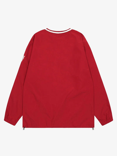 Retro Embroidered Monogrammed V-neck Sweatshirt - 2146