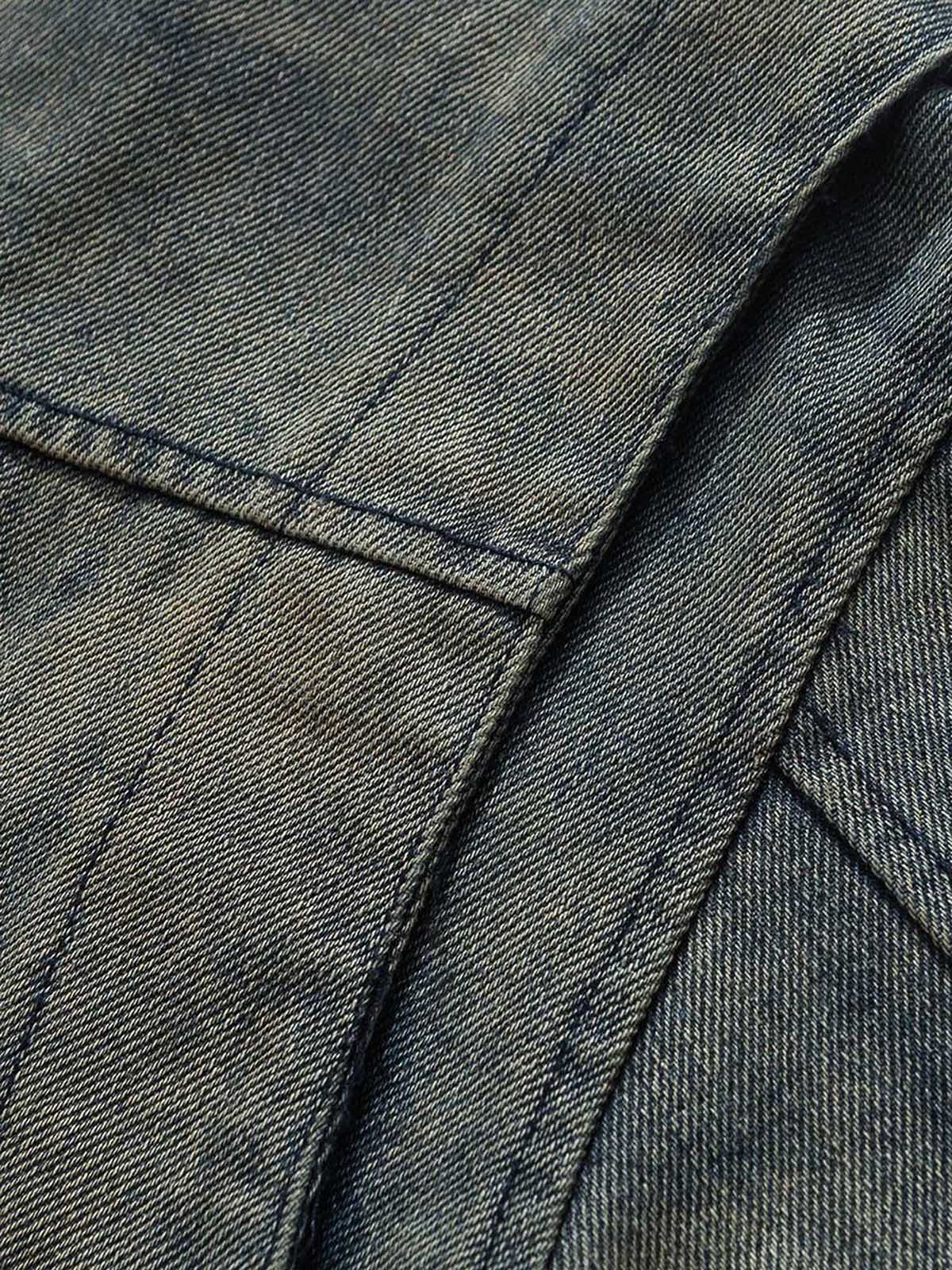 High Street Hip-hop Distressed Washed Denim Jacket - 2242