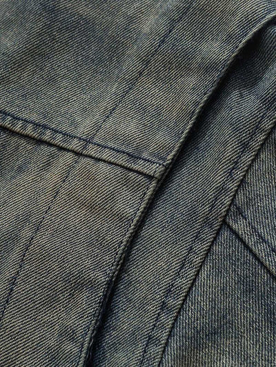 High Street Hip-hop Distressed Washed Denim Jacket - 2242