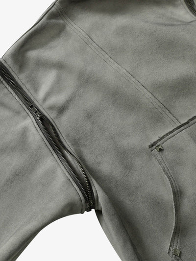 Street Washed Distressed Stitching Rivet Hooded Jacket
