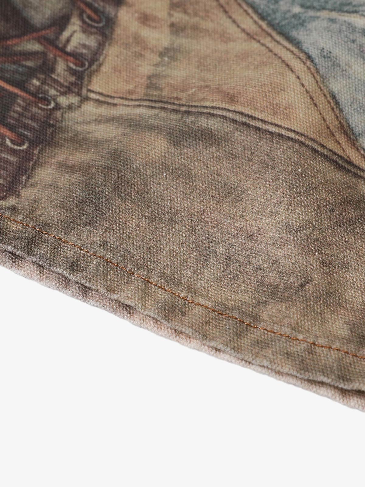 High Street Distressed Washed Printed Jeans - 2246