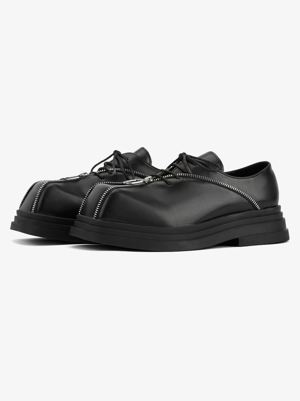 Punk Personality Zipper Design Leather Shoes - 2173