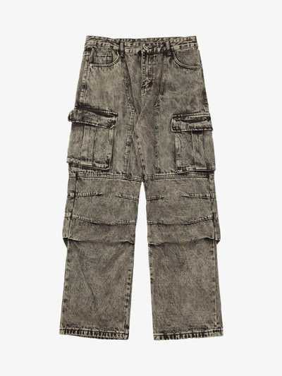 American Street Style Washed Distressed Work Jeans - 2354