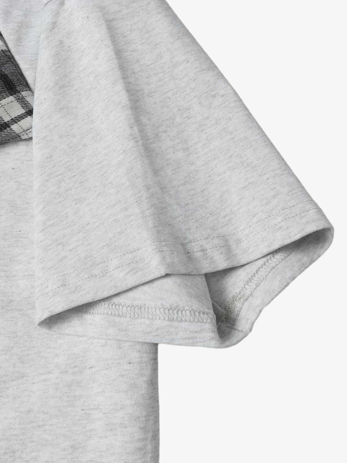 Plaid Scarf Crew Neck T-Shirt
