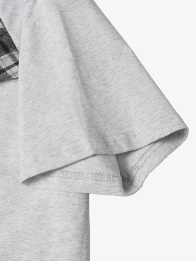 Plaid Scarf Crew Neck T-Shirt