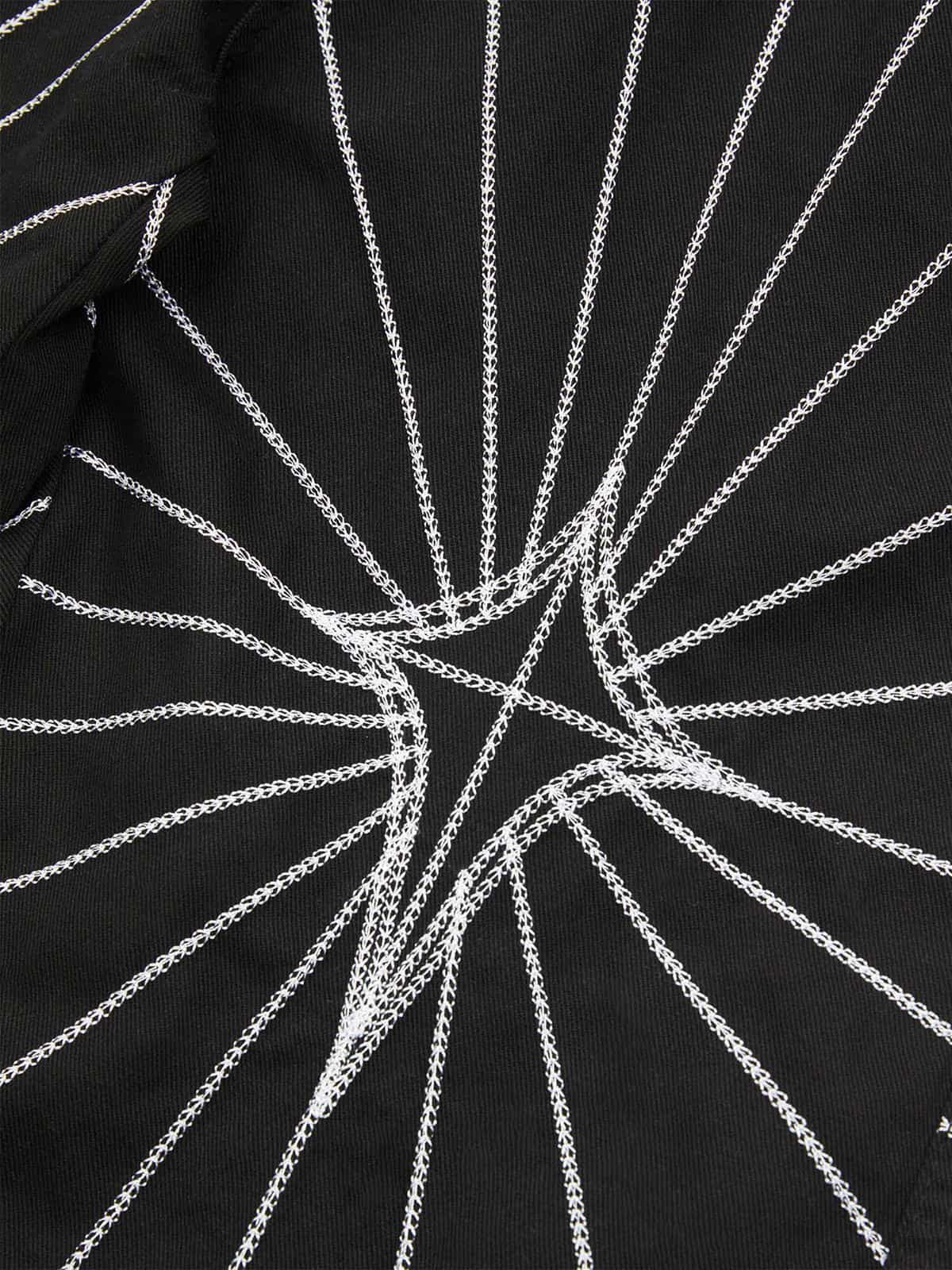 Heavy Spider Web Embroidered Topstitch Jeans