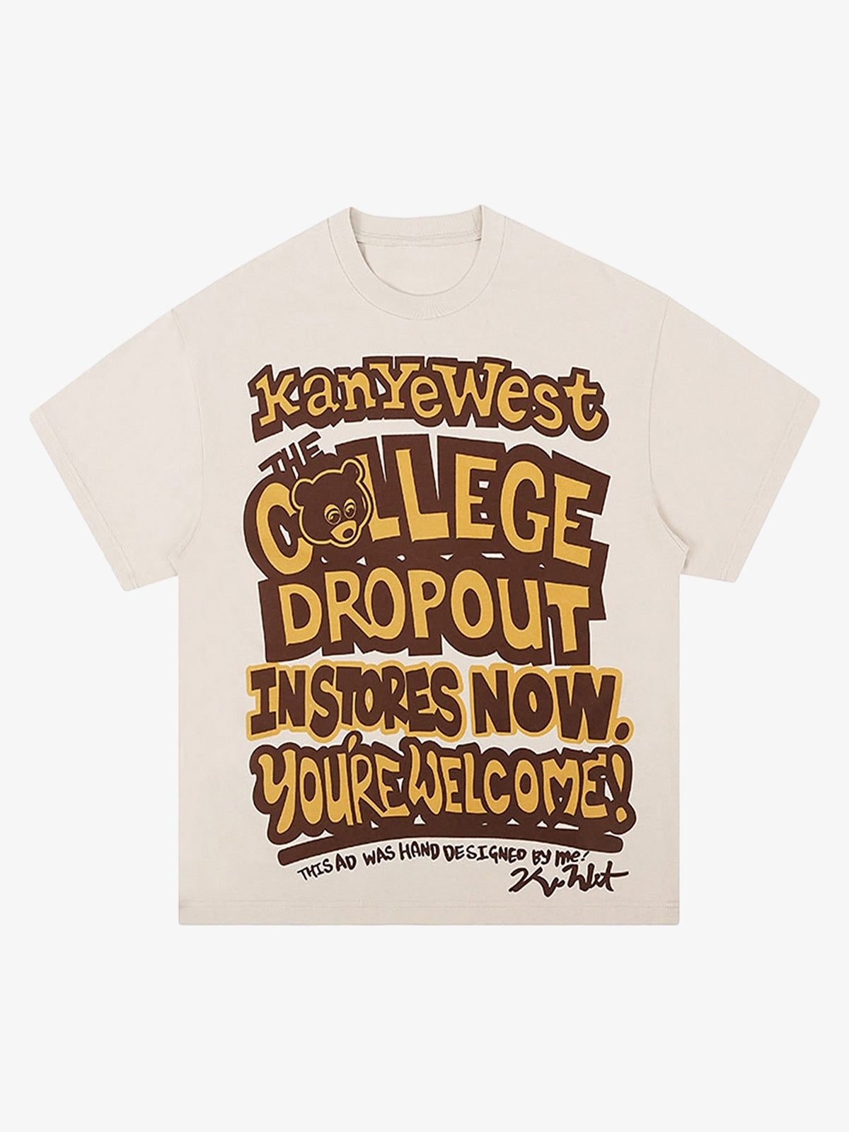 Bear Letter Print Hip Hop Short Sleeve T-shirt - 2203
