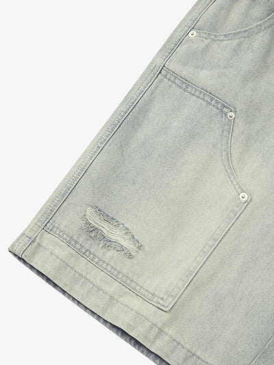 Retro Washed Hip-Hop Shorts