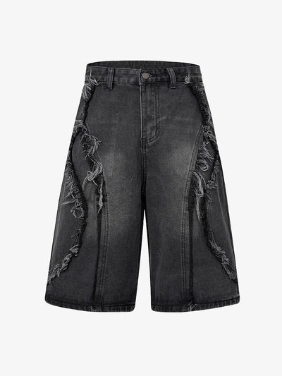 High Street Washed Distressed Denim Shorts - 2100