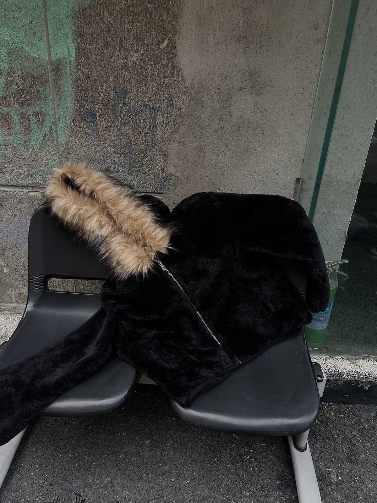 Fur Hooded Quilted Sherpa Jacket - 2304