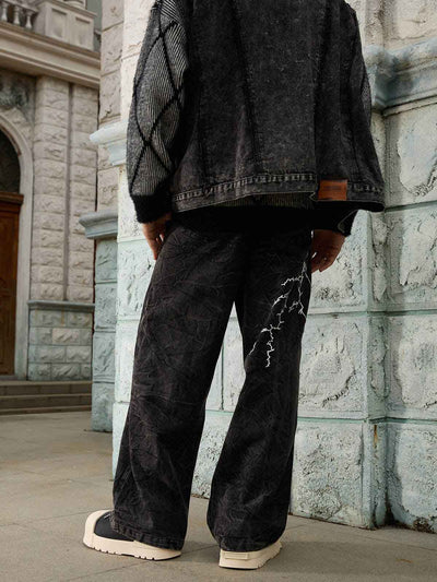 High Street Hip-hop Distressed Washed Jeans - 2185