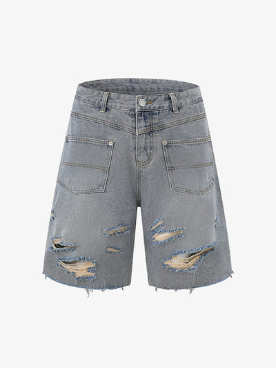 Distressed Ripped Denim Suit