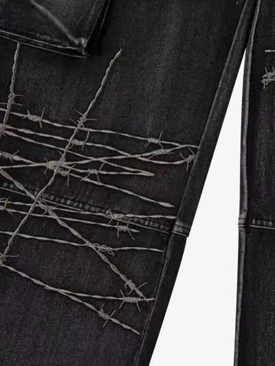 High Street Embroidery Hip-Hop Jeans - 2122