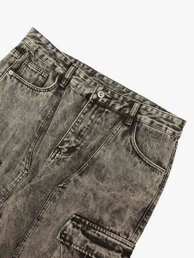 American Street Style Washed Distressed Work Jeans - 2354