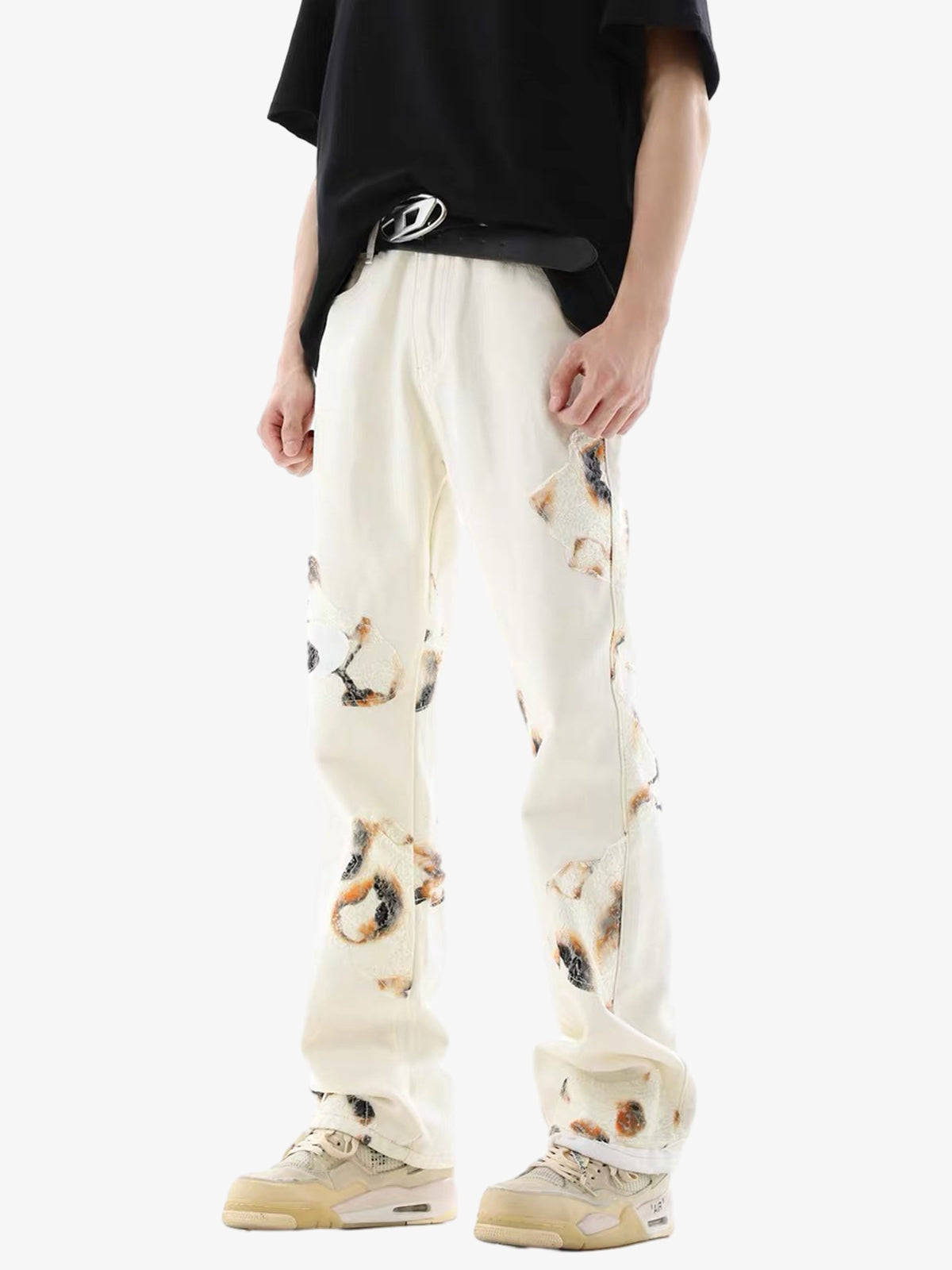 American Retro Lace Patchwork Jeans