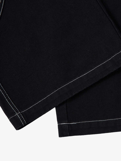 Deconstructed Contrast Embroidered Baggy Jeans - 2330