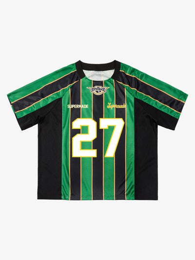 Original Retro Striped Spliced Sports Jersey T-Shirt - 2422