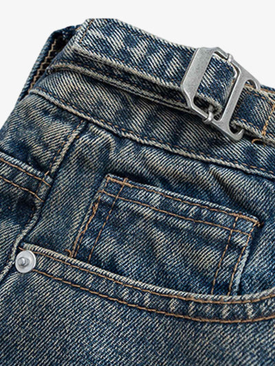 Retro Stitching Faux Two-Piece Camouflage Jeans - 2413