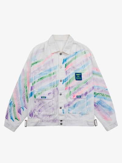 Hip-hop Hand-painted Graffiti Denim Jacket - 2010