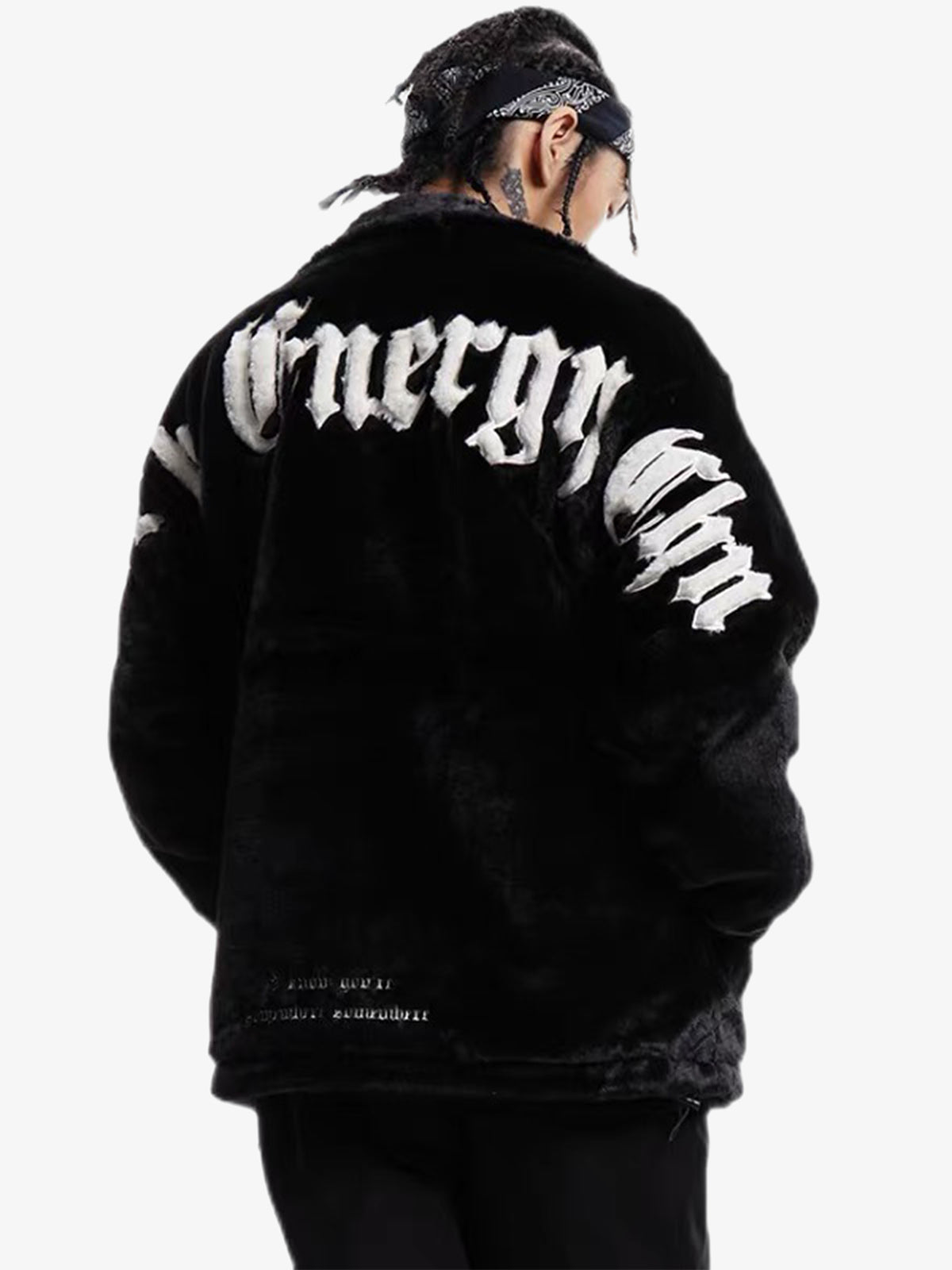 Street Letter Embroidered Fleece Jacket - 1838