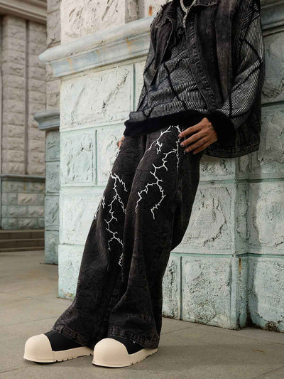 High Street Hip-hop Distressed Washed Jeans - 2185