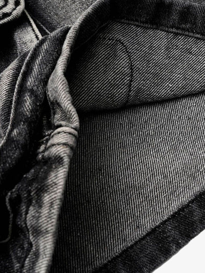 High-Waisted Multi-Pocket Denim Cargo Shorts