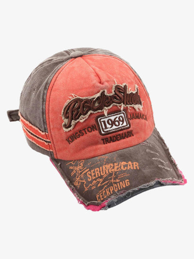 Retro Letter Denim Cap - 2136