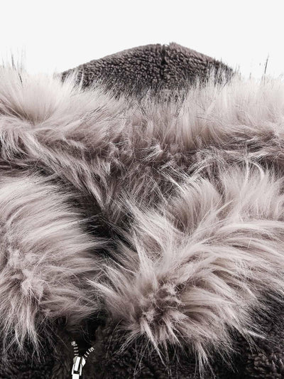 Fur Hooded Quilted Sherpa Jacket - 2304