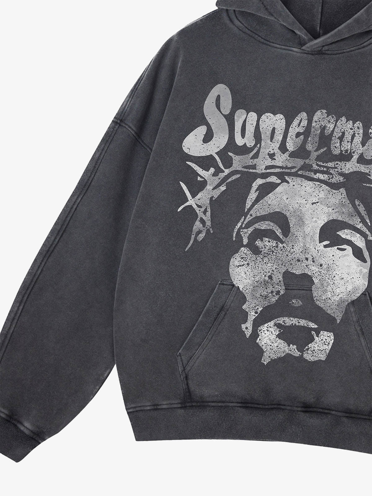 Heavy Washed Jesus Graphic Hoodie - 1973