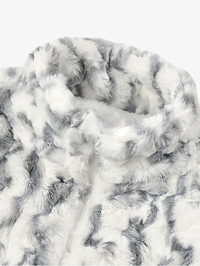Tie-Dye Stand Collar Sherpa Jacket